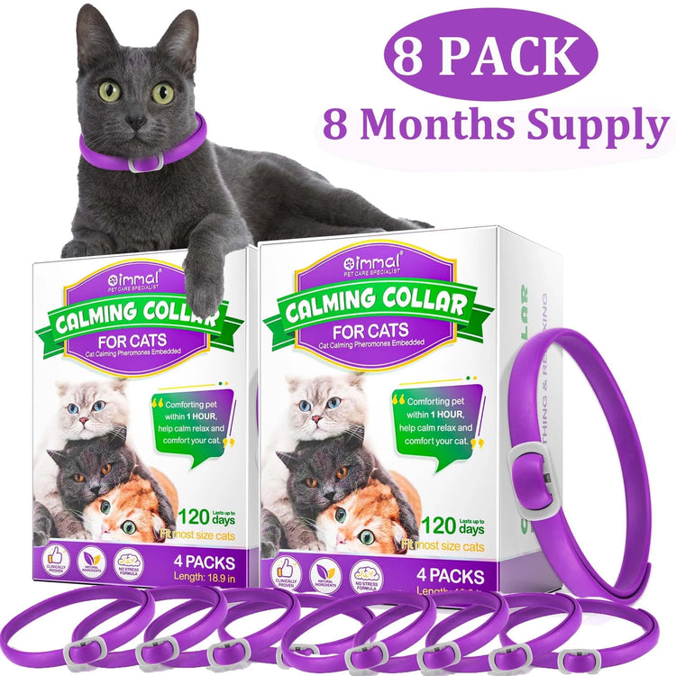 Calming Collar for Cats with Pheromones,Cat Anxiety and Calming,Up to 18.9Inch,Water Resistant,8 Pack 240 Days Supply