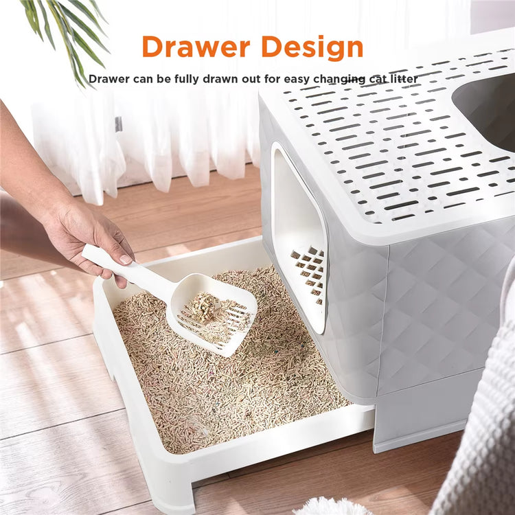 Large Collapsible Cat Litter Box with Leak-Proof Design and Included Sand Shovel for Effortless Cleaning