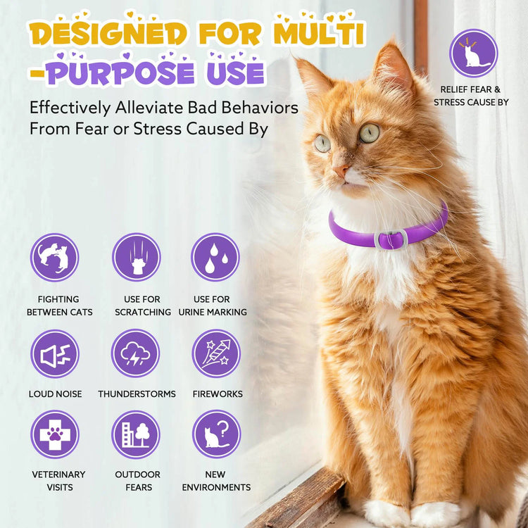 Calming Collar for Cats with Pheromones,Cat Anxiety and Calming,Up to 18.9Inch,Water Resistant,8 Pack 240 Days Supply