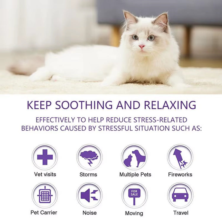 Calming Collar for Cats Pet Calming Pheromone Collar for Cats Dogs Calming Collar for Anxiety Effective Relieve Anxiety Stress