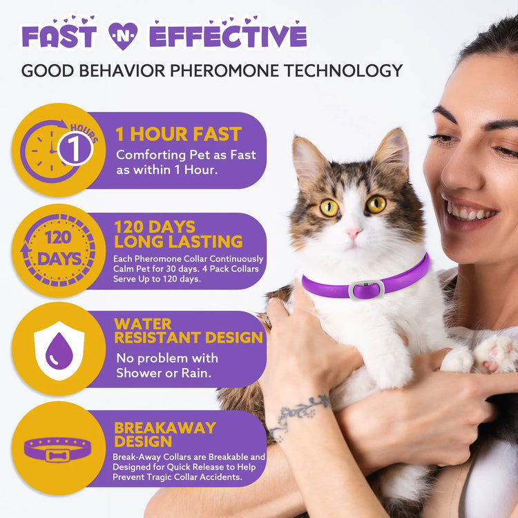 Calming Collar for Cats with Pheromones,Cat Anxiety and Calming,Up to 18.9Inch,Water Resistant,8 Pack 240 Days Supply