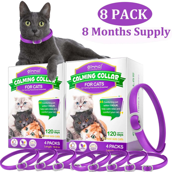 Calming Collar for Cats with Pheromones,Cat Anxiety and Calming,Up to 18.9Inch,Water Resistant,8 Pack 240 Days Supply