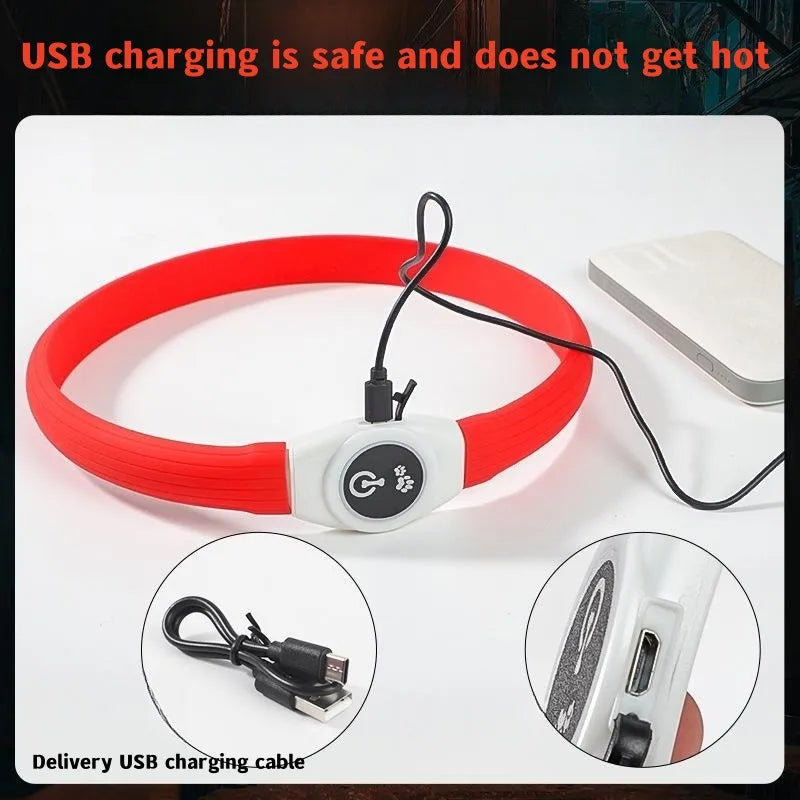 New Led Luminous Dog Collar PVC Waterproof , for Large Medium Small Dogs Collar Usb Light Night Safety Pet Glowing Accessories