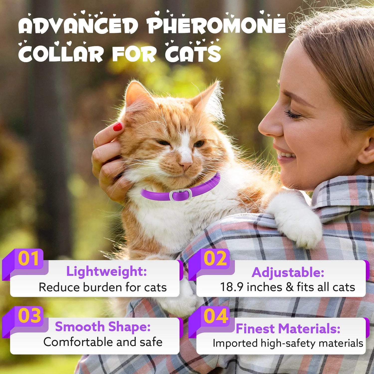 Calming Collar for Cats with Pheromones,Cat Anxiety and Calming,Up to 18.9Inch,Water Resistant,8 Pack 240 Days Supply
