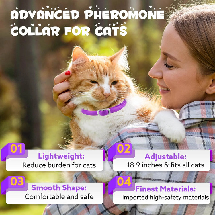 Calming Collar for Cats with Pheromones,Cat Anxiety and Calming,Up to 18.9Inch,Water Resistant,8 Pack 240 Days Supply