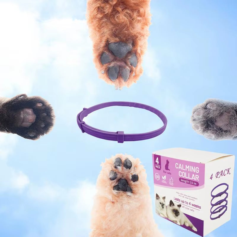 Calming Collar for Cats Pet Calming Pheromone Collar for Cats Dogs Calming Collar for Anxiety Effective Relieve Anxiety Stress