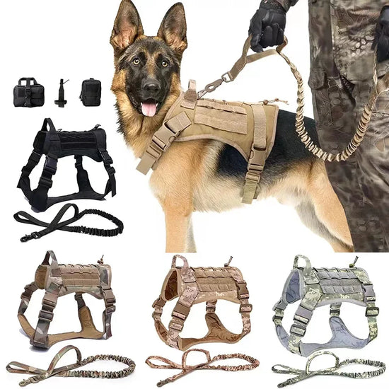 Military Tactical Dog Harness & Leash Set