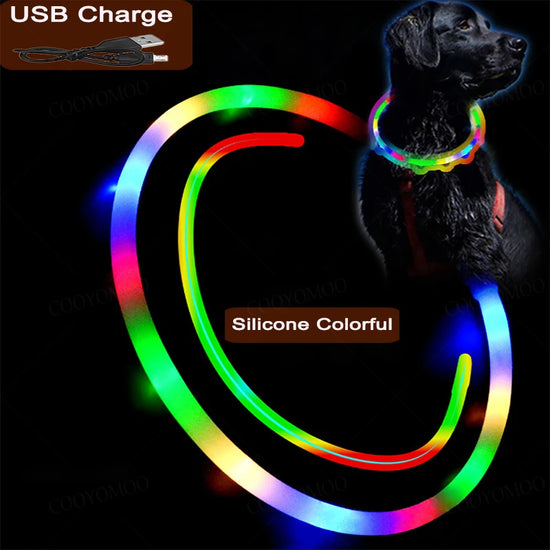 3-Mode LED USB Rechargeable Silicone Pet Collar