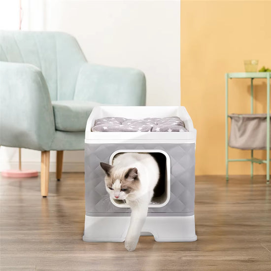 Large Collapsible Cat Litter Box with Leak-Proof Design and Included Sand Shovel for Effortless Cleaning
