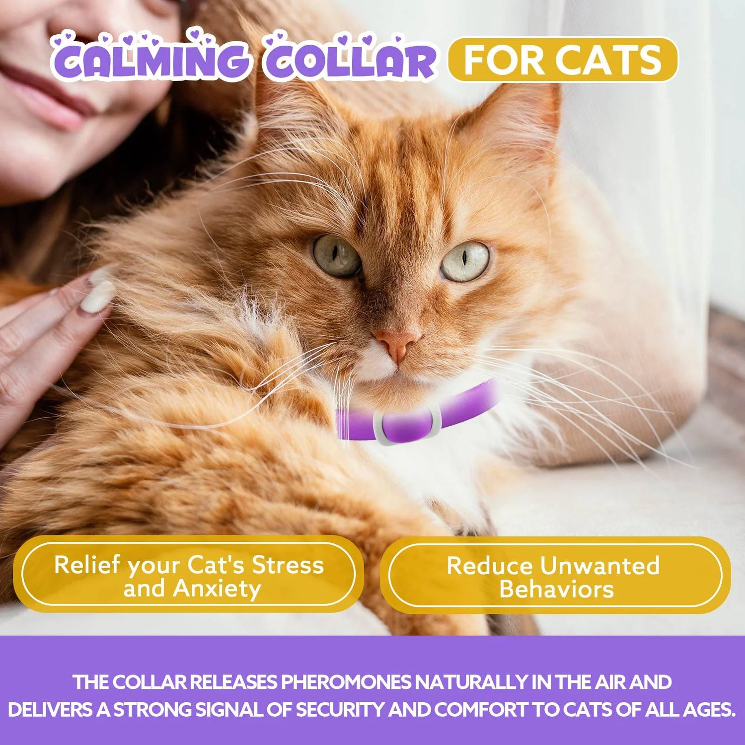 Calming Collar for Cats with Pheromones,Cat Anxiety and Calming,Up to 18.9Inch,Water Resistant,8 Pack 240 Days Supply
